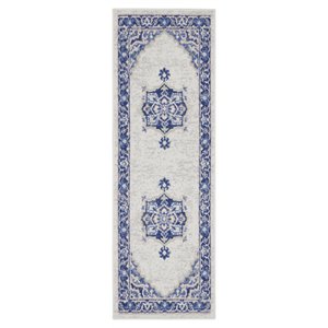 Nourison Whimsicle 24x96&quot Runner Fabric Scrolling Floral Area Rug - Blue/Ivory