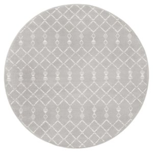 Nourison Whimsicle 60x60&quot Round Fabric Classic Tribal Area Rug in Gray