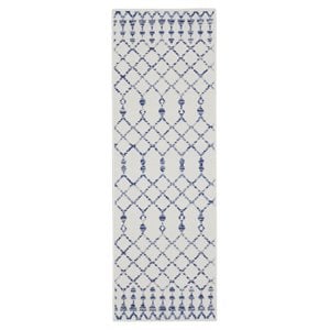 Nourison Whimsicle 24x96&quot Runner Fabric Tribal Area Rug in Blue/Ivory