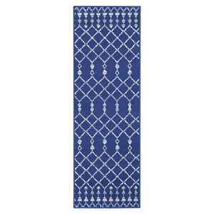 Nourison Whimsicle 24x96&quot Runner Fabric Tribal Area Rug in Navy/Blue