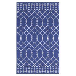 Nourison Whimsicle 36x60&quot Rectangle Fabric Tribal Area Rug in Navy/Blue