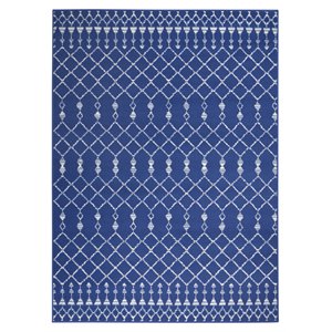 Nourison Whimsicle 48x72&quot Rectangle Fabric Tribal Area Rug in Navy/Blue