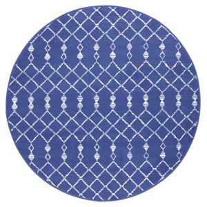 Nourison Whimsicle 60x60&quot Round Fabric Classic Tribal Area Rug in Navy/Blue
