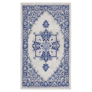 Nourison Whimsicle 36x60&quot Rectangle Fabric Scrolling Floral Area Rug in Ivory