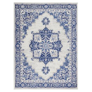 Nourison Whimsicle 72x108&quot Rectangle Fabric Scrolling Floral Area Rug in Ivory