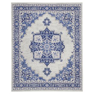 Nourison Whimsicle 84x120&quot Rectangle Fabric Scrolling Floral Area Rug in Ivory