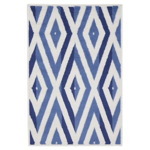 Nourison Whimsicle 24x36&quot Rectangle Fabric Diamond Area Rug in Ivory/Blue