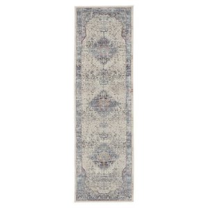 Nourison Vintage 24x72&quot Runner Traditional Fabric Area Rug in Ivory