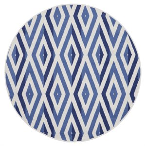 Nourison Whimsicle 60x60&quot Round Fabric Diamond Area Rug in Ivory/Blue