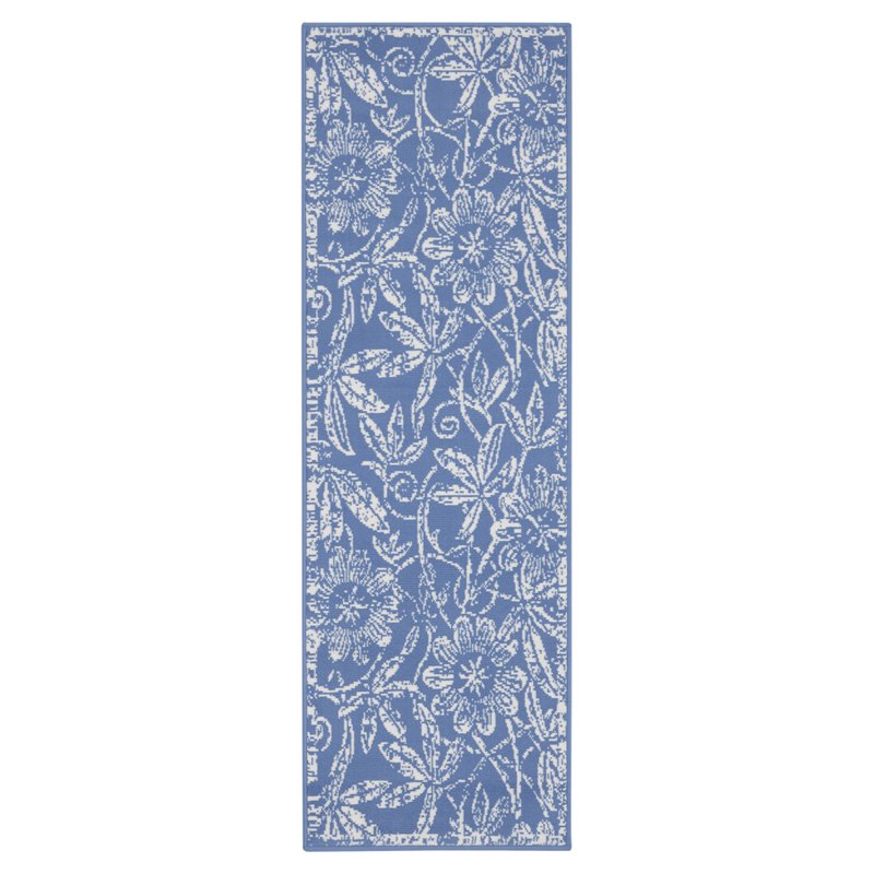 Nourison Whimsicle 8' Runner Blue Fabric Farmhouse Area Rug (8' Runner)