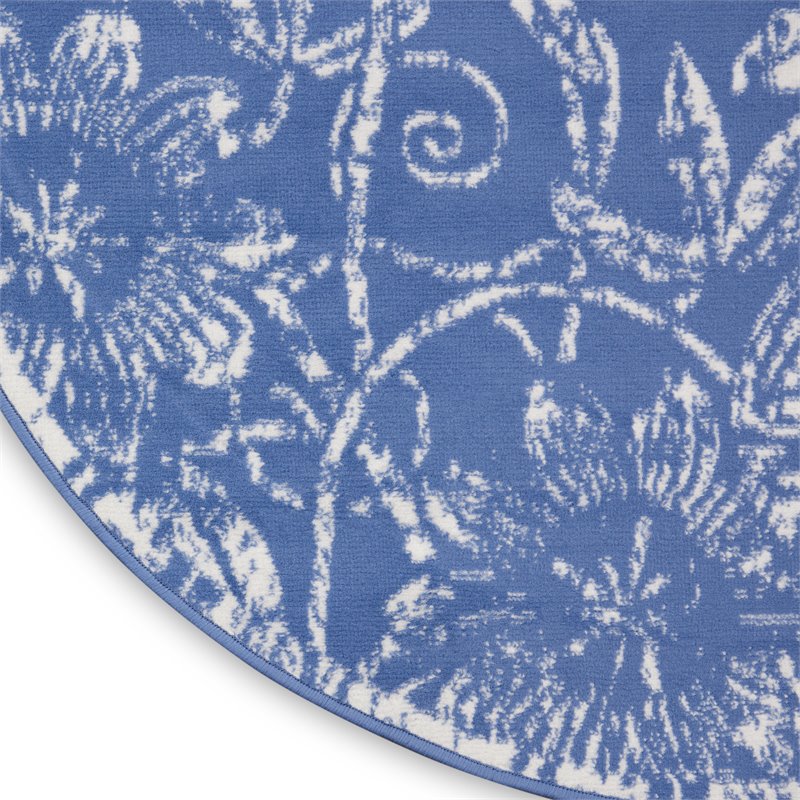 Nourison Whimsicle 5' x Round Blue Fabric Farmhouse Area Rug (5' Round)