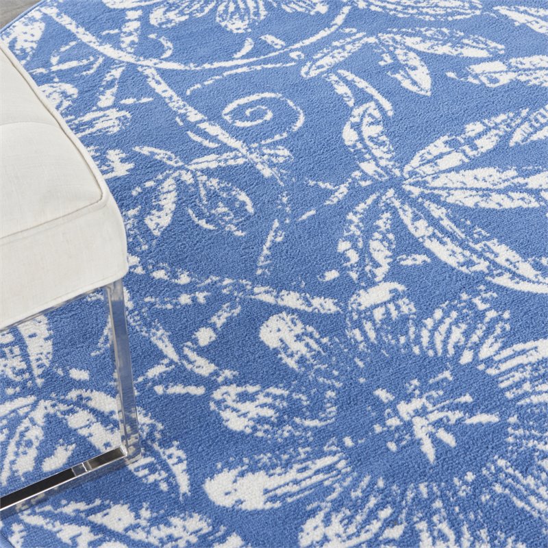 Nourison Whimsicle 8' x Round Blue Fabric Farmhouse Area Rug (8' Round)