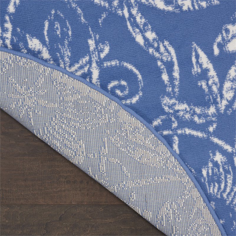 Nourison Whimsicle 8' x Round Blue Fabric Farmhouse Area Rug (8' Round)
