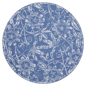 Nourison Whimsicle 8' x Round Blue Fabric Farmhouse Area Rug (8' Round)