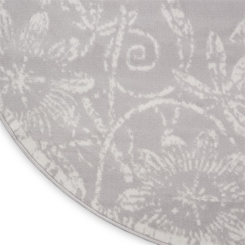 Nourison Whimsicle 5' x Round Gray Fabric Farmhouse Area Rug (5' Round)