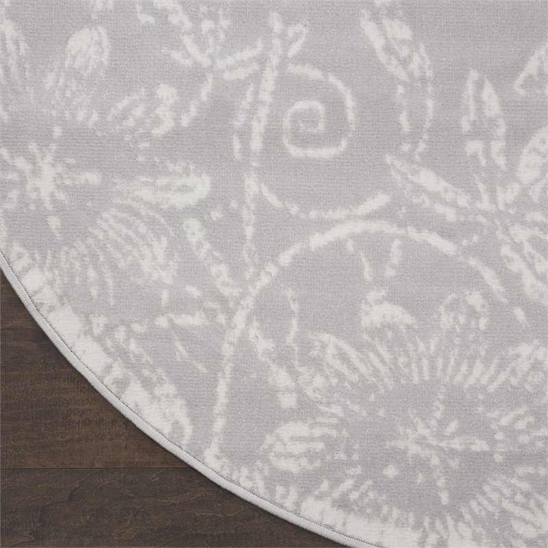Nourison Whimsicle 5' x Round Gray Fabric Farmhouse Area Rug (5' Round)