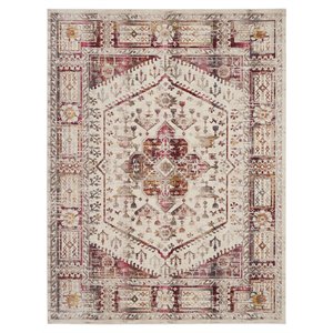 Nourison Vintage 94x118&quot Rectangle Fabric Area Rug in Muted Red-Ivory