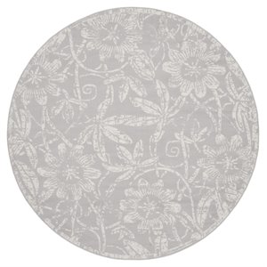 Nourison Whimsicle 8' x Round Gray Fabric Farmhouse Area Rug (8' Round)