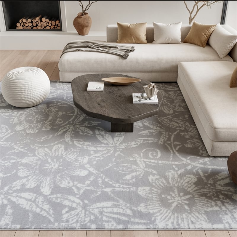 Nourison Whimsicle 8' x 10' Gray Fabric Farmhouse Area Rug (8' x 10')
