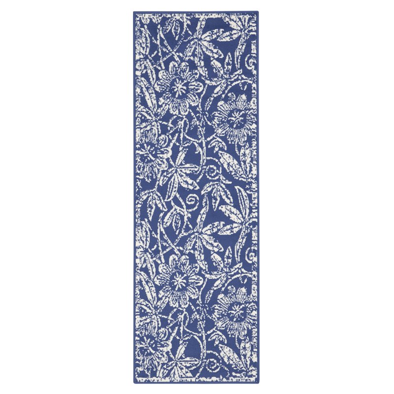 Nourison Whimsicle 8' Runner Navy Fabric Farmhouse Area Rug (8' Runner)