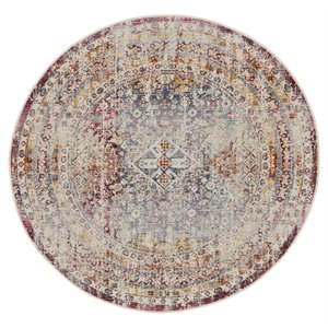 Nourison Vintage 72x72&quot Round Traditional Fabric Area Rug in Multi-Color