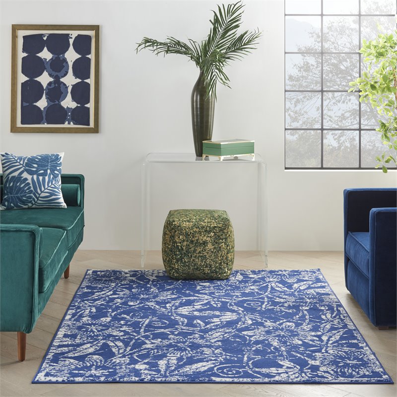 Nourison Whimsicle 4' x 6' Navy Fabric Farmhouse Area Rug (4' x 6')