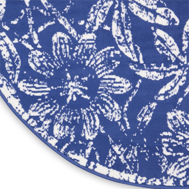 Nourison Whimsicle 5' x Round Navy Fabric Farmhouse Area Rug (5' Round)