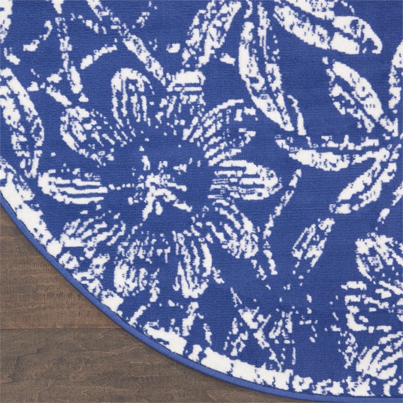Nourison Whimsicle 5' x Round Navy Fabric Farmhouse Area Rug (5' Round)