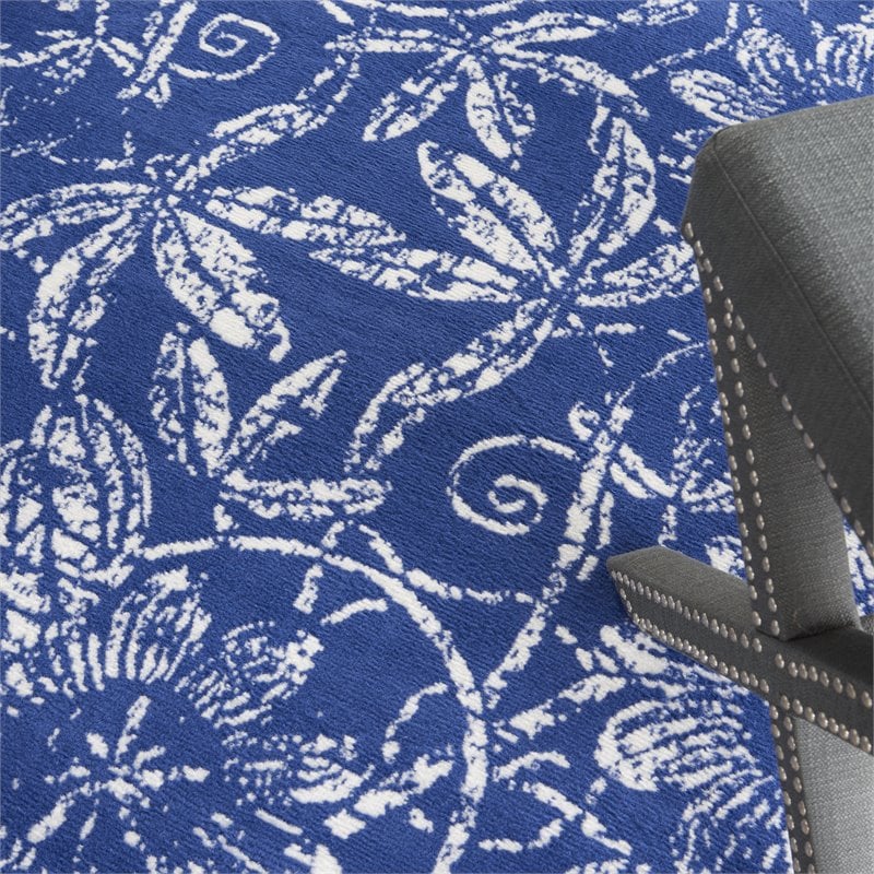 Nourison Whimsicle 5' x Round Navy Fabric Farmhouse Area Rug (5' Round)