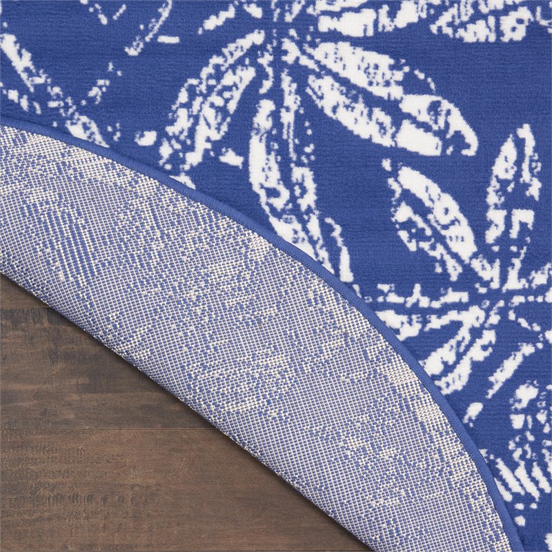 Nourison Whimsicle 5' x Round Navy Fabric Farmhouse Area Rug (5' Round)