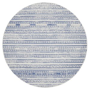 Nourison Whimsicle 60x60&quot Round Fabric Zen-like Area Rug in Ivory/Blue