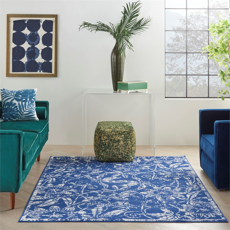 Nourison Whimsicle 6' x 9' Navy Fabric Farmhouse Area Rug (6' x 9')