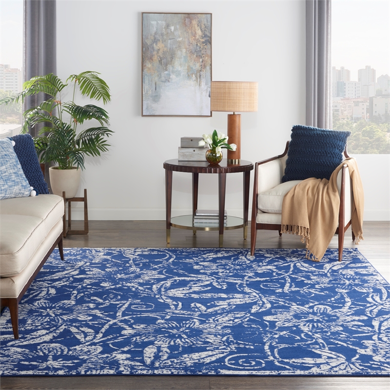 Nourison Whimsicle 8' x 10' Navy Fabric Farmhouse Area Rug (8' x 10')