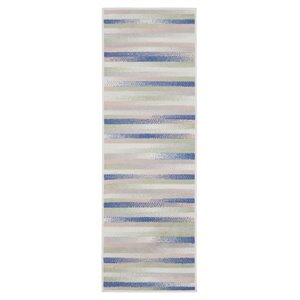 nourison whimsicle 24x96&quot runner fabric half tone area rug in blue/ivory