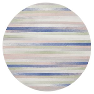 Nourison Whimsicle 60x60&quot Round Fabric Half Tone Area Rug in Ivory/Blue