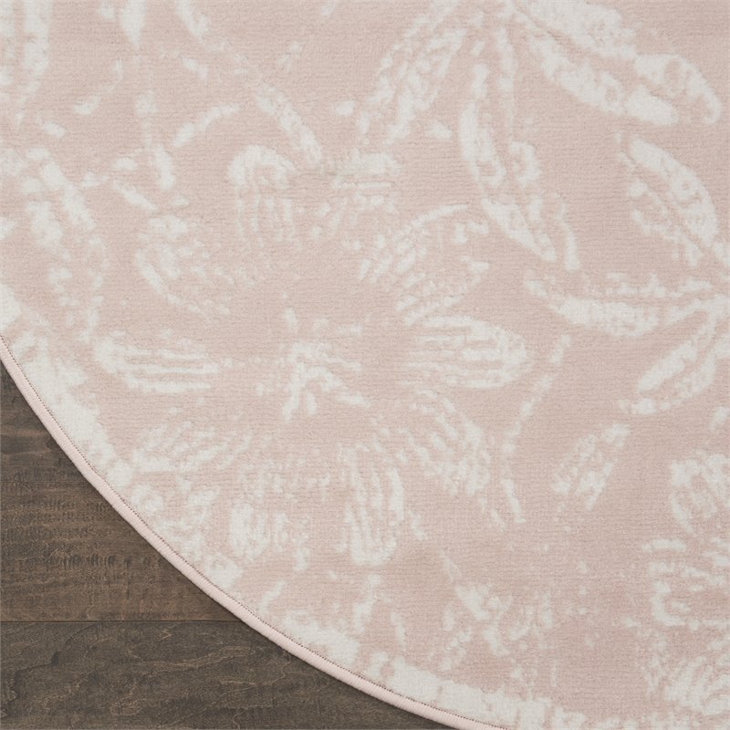 Nourison Whimsicle 8' x Round Pink Fabric Farmhouse Area Rug (8' Round)