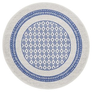Nourison Whimsicle 60x60&quot Round Fabric Geometric Pattern Area Rug in Ivory
