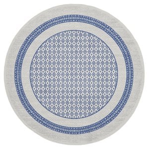 Nourison Whimsicle 96x96&quot Round Fabric Geometric Pattern Area Rug in Ivory