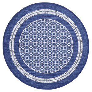 Nourison Whimsicle 60x60&quot Round Contemporary Fabric Area Rug in Navy