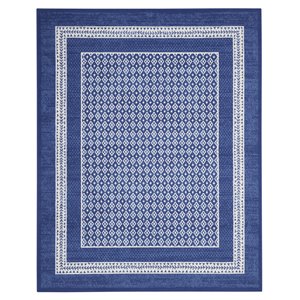 Nourison Whimsicle 96x120&quot Rectangle Contemporary Fabric Area Rug in Navy