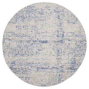 Nourison Whimsicle 60x60&quot Round Fabric Abstract Geometric Area Rug in Blue