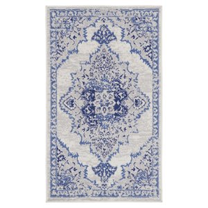 Nourison Whimsicle 36x60&quot Rectangle Fabric Medallion Area Rug in Ivory