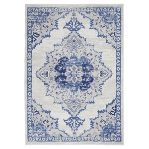 Nourison Whimsicle 60x84&quot Rectangle Fabric Medallion Area Rug in Ivory