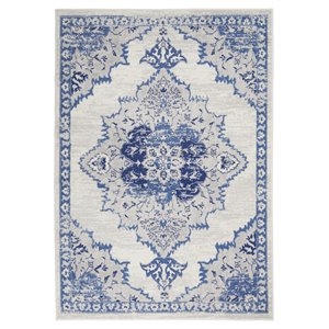 Nourison Whimsicle 72x108&quot Rectangle Fabric Medallion Area Rug in Ivory