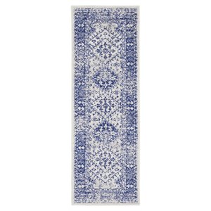 Nourison Whimsicle 24x96&quot Runner Traditional Fabric Area Rug in Ivory/Navy