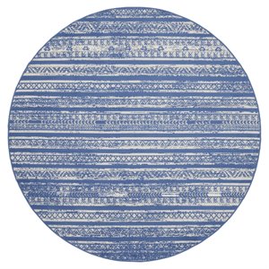 Nourison Whimsicle 60x60&quot Round Fabric Zen-like Area Rug in Blue/Ivory