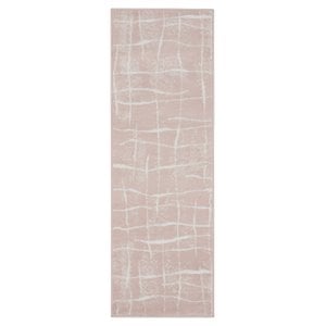 Nourison Whimsicle 24x96&quot Runner Fabric Linear Area Rug in Ivory/Pink