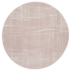 Nourison Whimsicle 60x60&quot Round Fabric Abstract Linear Area Rug in Pink