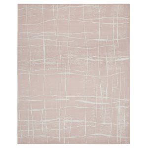 Nourison Whimsicle 96x120&quot Rectangle Fabric Abstract Linear Area Rug in Pink