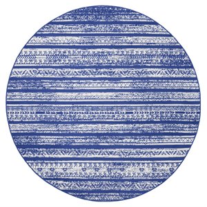 Nourison Whimsicle 96x96&quot Round Fabric Zen-like Area Rug in Navy